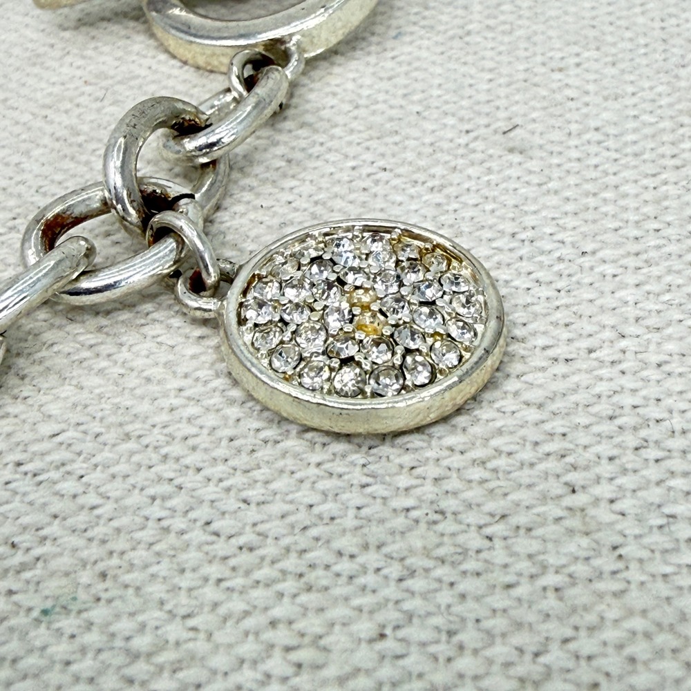 Anne Klein Silver Tone‎ Crystal Charm Toggle Bracelet - Picture 3 of 8